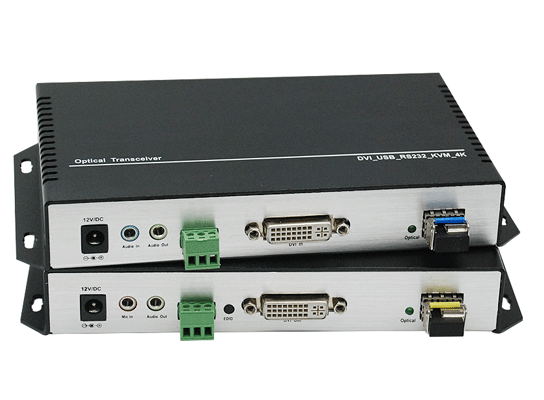 4K @ 30 DVI KVM USB 2.0 Optical Fiber Extender