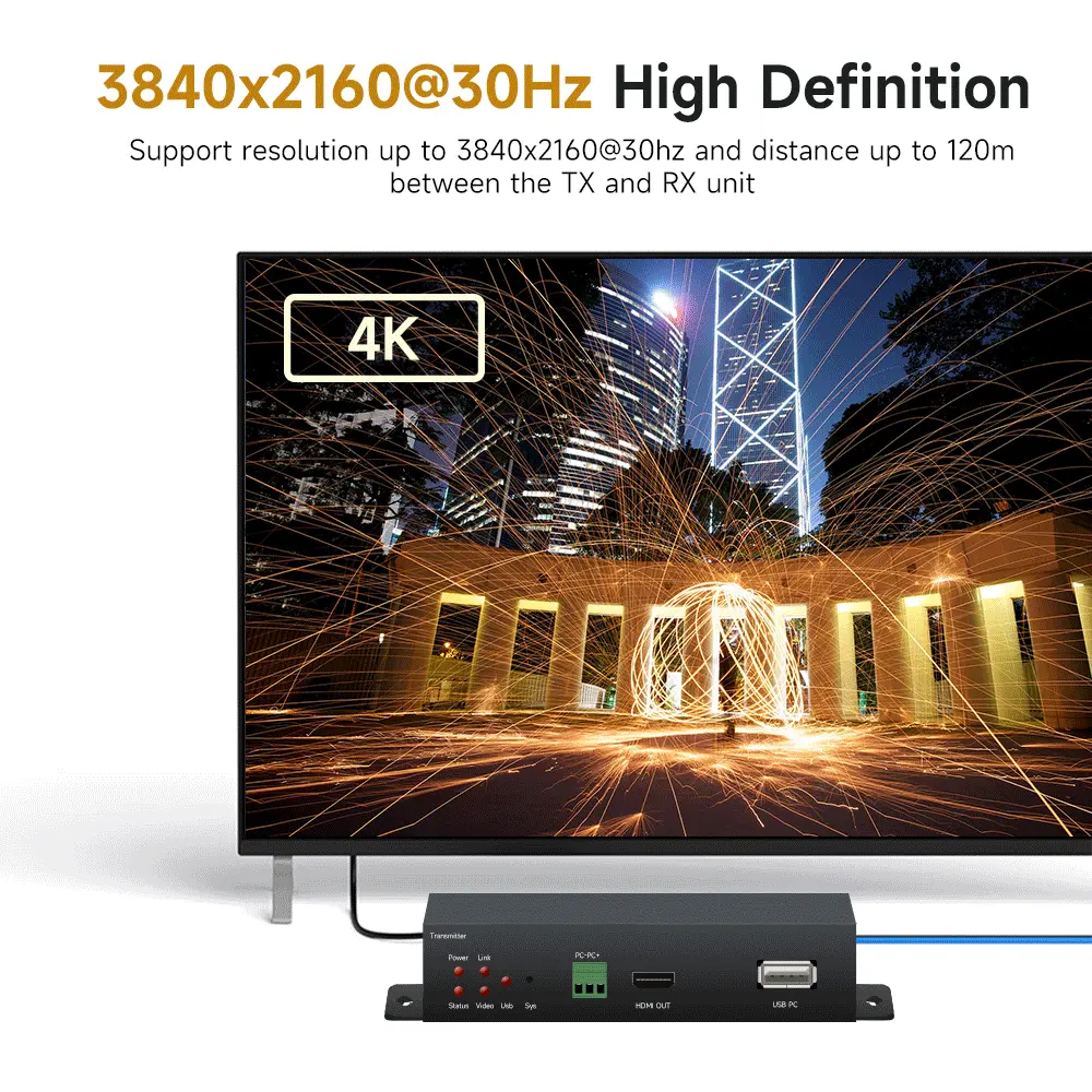 4K@30HZ HDMI/USB2.0 KVM Extender over Cat5e Cable